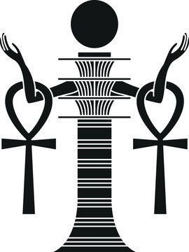 BLACK Ankh  the key to life and Djed Egyptian Eternal Sun - vector 