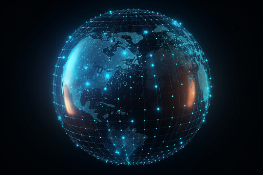 Technology, innovation and infograph concept, Eart hud, futuristic. Generative AI. Generative AI