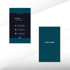 Double-sided creative business card template. Portrait and landscape orientation. vertical layout. Minimal Business Card Layout with deep green Accents.	 bundle business card.