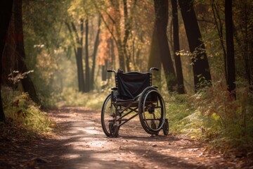 Fototapeta na wymiar Disabled Patient Wheelchair In Park Background Generative AI