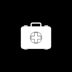 First aid kit icon isolated on black background 