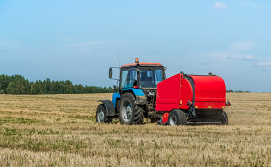 Rows of stubble in the fall after the wheat crop has been harvested. TRACTOR FIELD