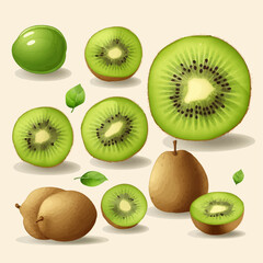 Fototapeta premium Vector illustration of a Kiwi fruit in a bowl for your recipe blog or book