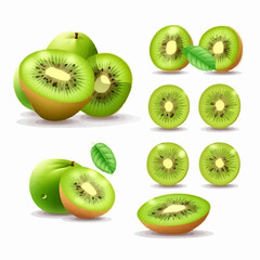 Set of Kiwi fruit stickers for your fruit-themed scrapbook
