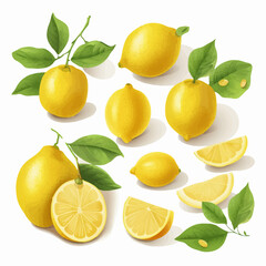 A collection of lemon-themed icons featuring lemons with sunglasses and hats