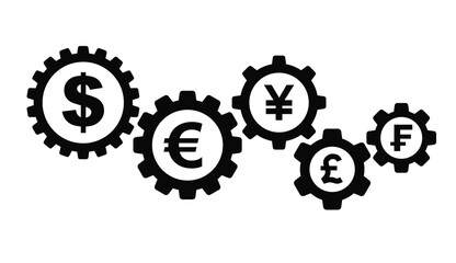 currency  symbol in gear wheel