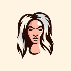 Girl Beauty Illustrative Logo Hair Saloon