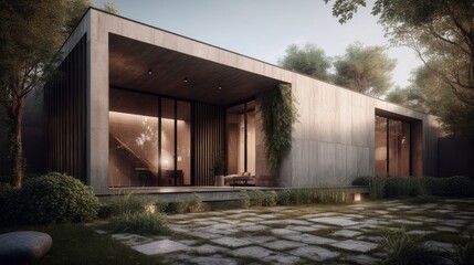 A simple and elegant exterior with a touch of texture. AI generated
