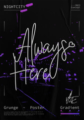 Grunge square poster street with text "Always Here". Print in techno style, for streetwear, print for t-shirts and sweatshirts on a black background