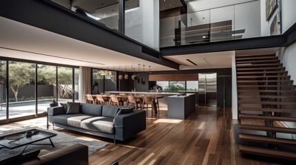 Minimalist interior design with a focus on natural light and air flow. AI generated