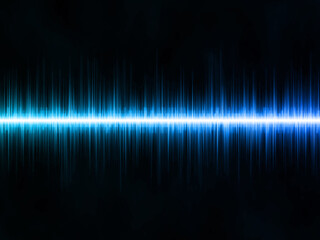 Blue abstract sound waves on black background.