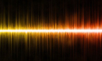 Yellow, orange abstract sound waves on black background. Stock illustration