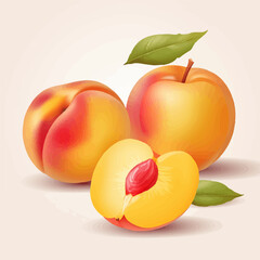 Fototapeta na wymiar Illustrate your menu designs with these deliciously appealing peach vector illustrations.