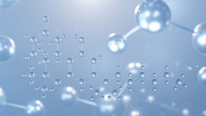 nabilone molecular structure 3d, flat model, cesamet, structural chemical formula view from a microscope