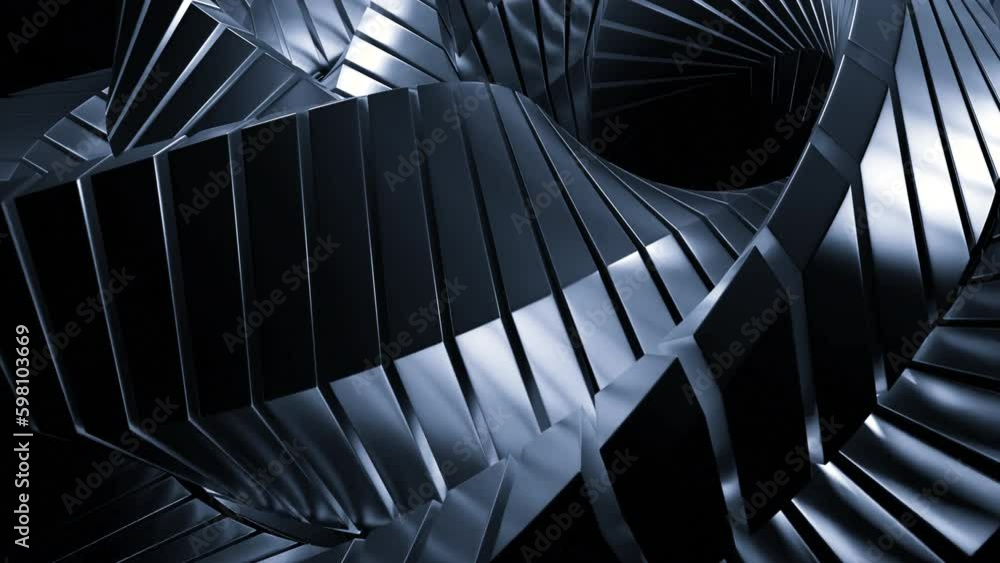 Poster pink and gray stripes. design. small strips made of small parts in computer graphics that rotate. ge