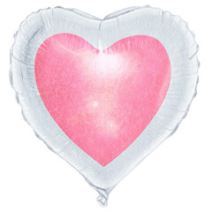 watercolor hand drawn heart shaped realistic ballooon