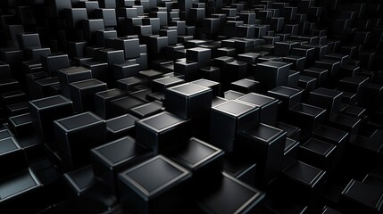Black Cube Abstract Geometric 3D Wall Pattern: A High-Tech Business Material Composition: Generative AI