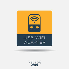 (USB Wi-Fi Adapter) Icon, Vector sign.