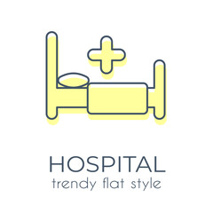 Simple hospital bed icon on a white background in trend flat style. Suitable for applications, websites, online shops