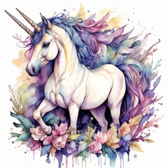 Obraz na płótnie Canvas white horse with a flower