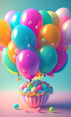 Bright abstract festive background with colorful balloons