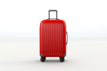 Single red suitcase a adventure travel business 
