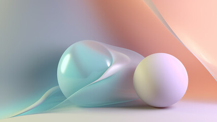 3d rendered background, smooth flowing transparent silky material weaving and intertwining, pastel colors, translucent and overlapping, trending background image, octane render. Generative AI