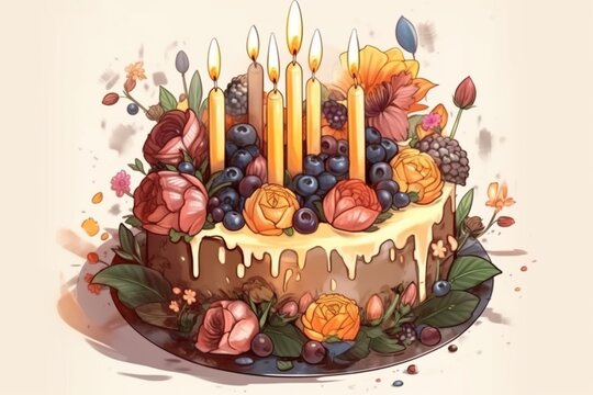 birthday cake with candles -Ai