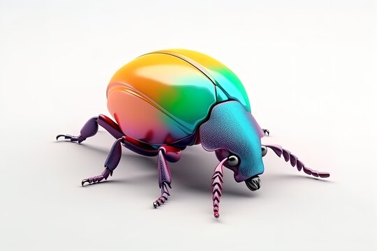 Realistic bug with colorful body 3d render on isolated background
