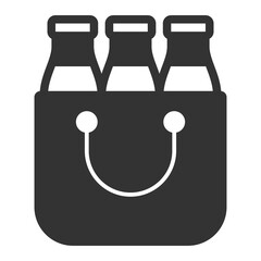 In a grocery bag - bottled milk  - icon, illustration on white background, glyph style