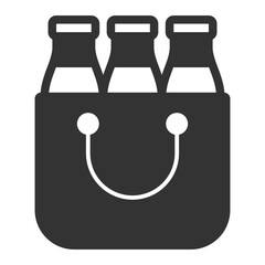 In a grocery bag - bottled milk  - icon, illustration on white background, glyph style