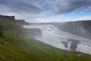 Gullfoss falls in summer season view, Iceland