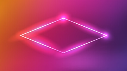 Neon rhomb frame with shining effects