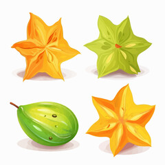 Fototapeta premium Illustrate your packaging designs with these vibrant star-fruit vector graphics.