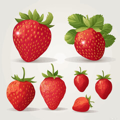 A collection of vector graphics showcasing the deliciousness of strawberries.