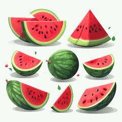 A collection of vector graphics showcasing the beauty of watermelons.
