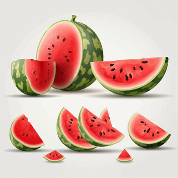 A set of watermelon illustrations in a vector format, ready to be used in your designs.