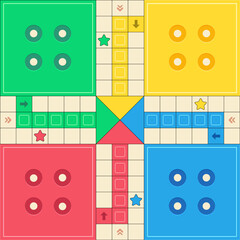 Classic family board game. Vector Ludo board family game. Ludo board game. Ludo game board design. Vector Ludo game's design.