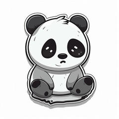 Fototapeta premium a cute sad panda bear cartoon illustration