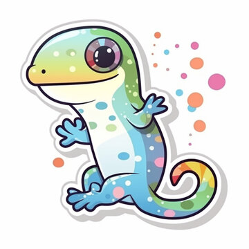 a cute trippy illustration of a lizard