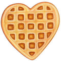watercolor hand drawn heart shaped waffle