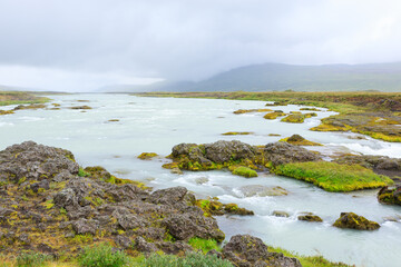 Godafoss falls in summer season view, Iceland