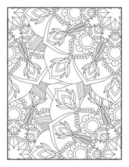 Floral Mandala Coloring Pages. Flower Mandala Coloring Page. Coloring Page For Adult. Vintage decorative elements. Oriental pattern, vector illustration. Coloring book page