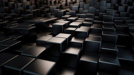 Striking Black Cubes Create a Metallic 3D Abstract Background for Your Business Material or Technology Wall. Generative AI