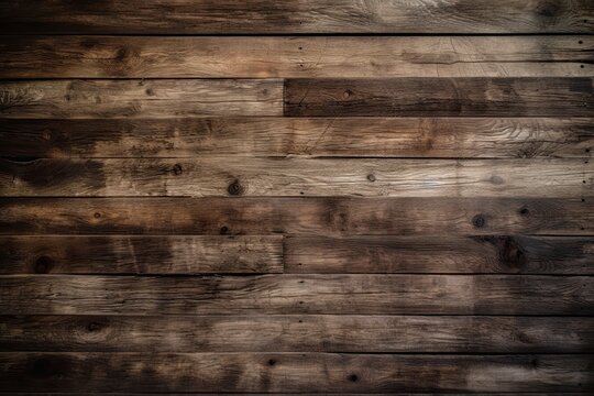 Dark Nature Awakens: Grunge Pattern of Rough Timber Planks on Distressed Rustic Wallpaper, Generative AI