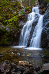Faery Falls waterfall in Siskiyou County, Northern California near Mount Shasta