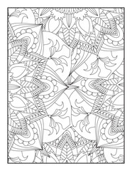 Floral Mandala Coloring Pages. Flower Mandala Coloring Page. Coloring Page For Adult. Vintage decorative elements. Oriental pattern, vector illustration. Coloring book page