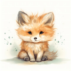 Fox Watercolor. Generative AI