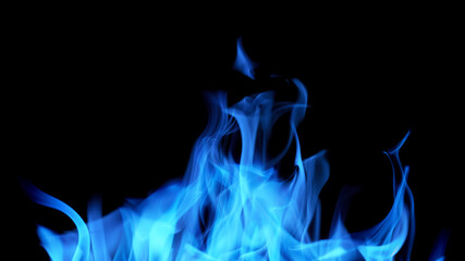 blue fire bright sparks isolated on black