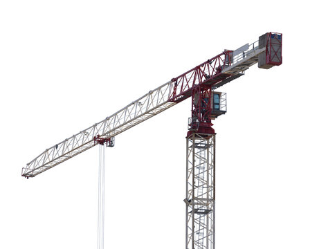 isolated red and white high crane
